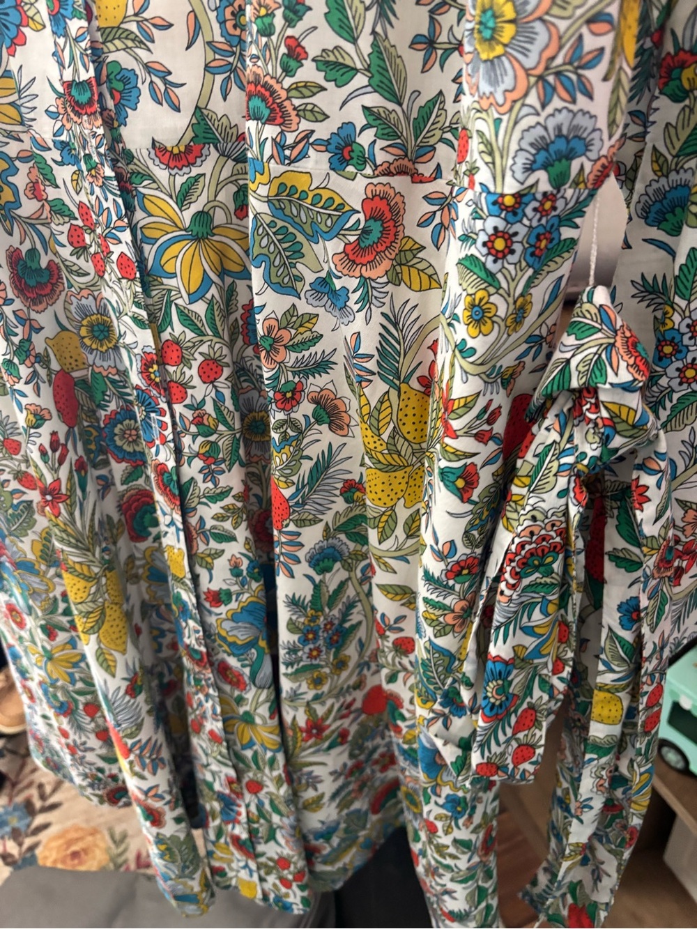 Boden Multicolor Floral Button-Front Dress (White, Red, Yellow, Blue, Green) - Picture 8 of 8